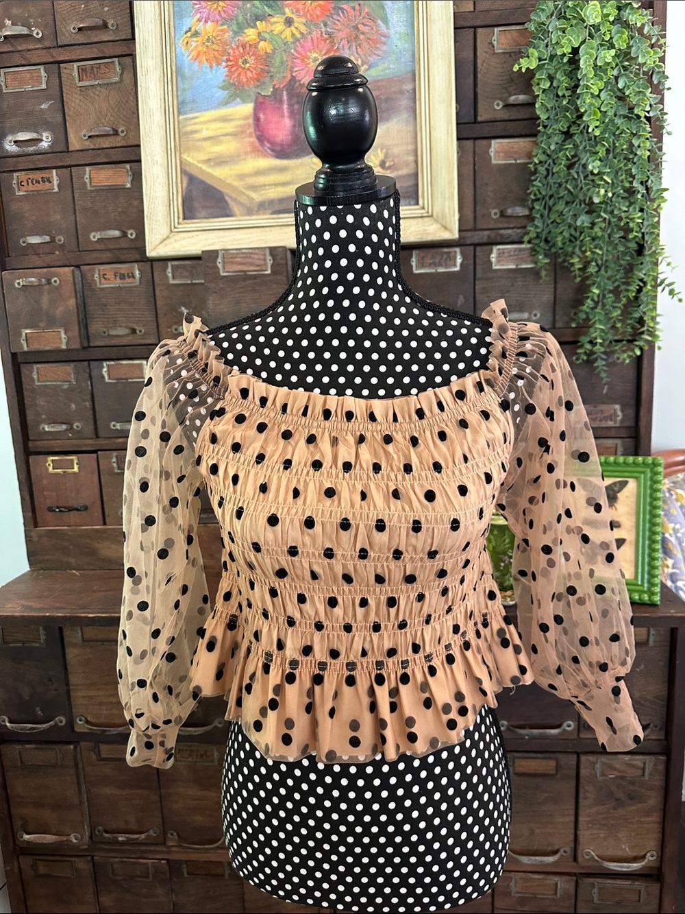Cloud Ten Polka Dot Off-Shoulder Top